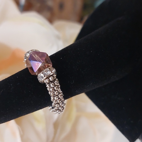 Handmade Stretch Ring w/ Pink Center bead - READ BELOW FOR CUSTOM SIZING 👇 - Picture 3 of 5